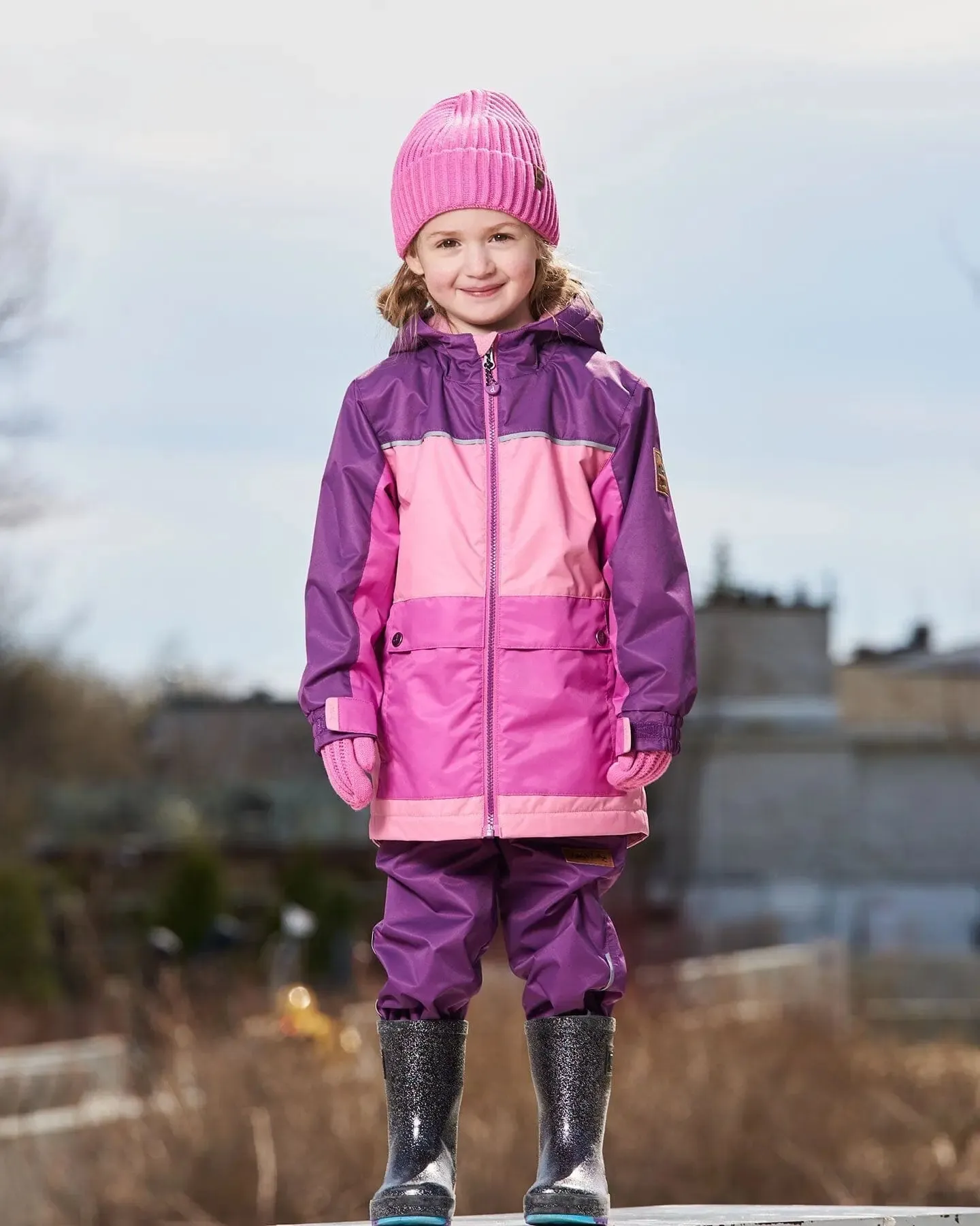 Colorblock Mid-Season Jacket Pale Pink, Fuchsia, And Mauve