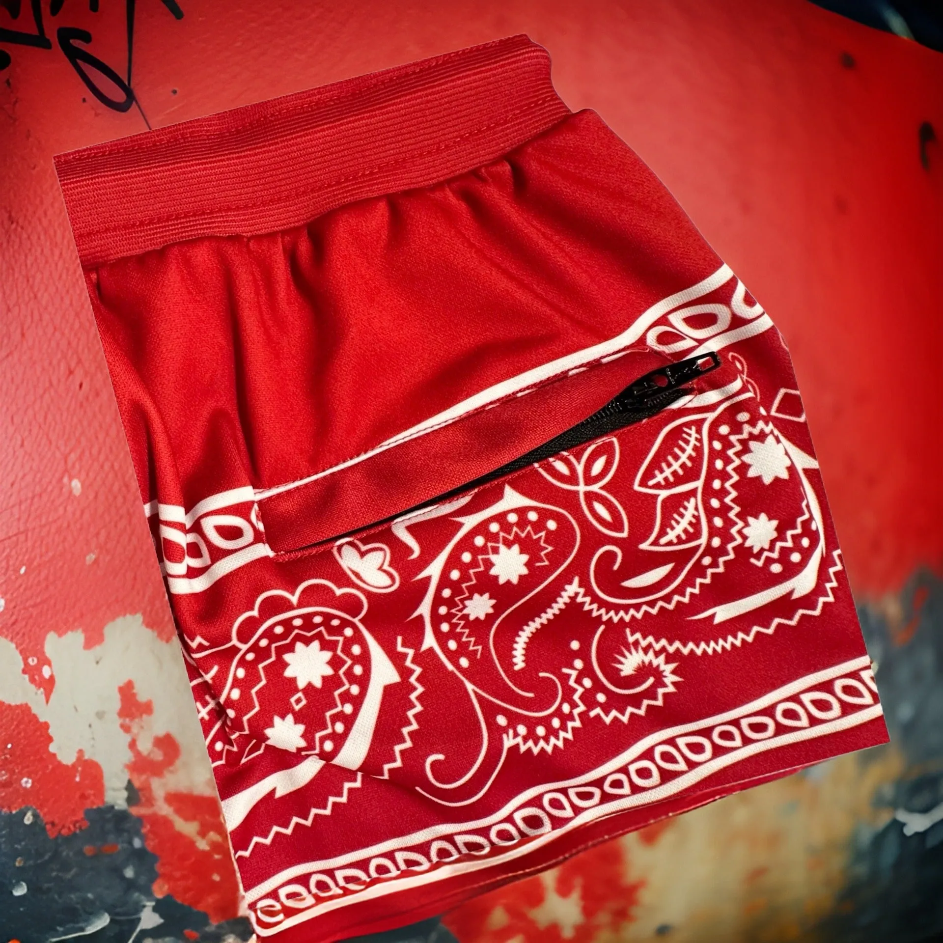 *FLIGHT 23* RED BANDANA / PAISLEY JOGGER SWEATSUITS (FLEECE LINED) (BACK EMBROIDERED)