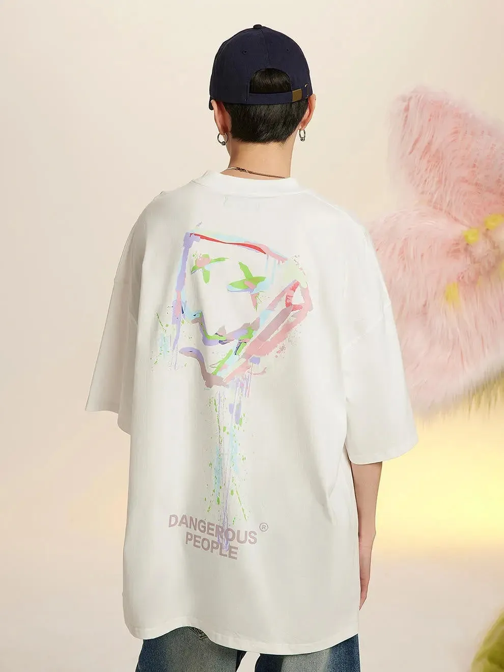 Loose Splash-Ink Paper Bag Tee