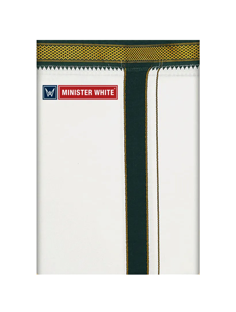 Mens Cotton White Single Layered with Mayilkhan Border Dhoti - Kesalam