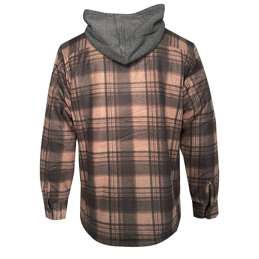Men's Hoodie Heavy Plaid Fleece Full Zip Up Long Sleeve Warm Hooded Jacket