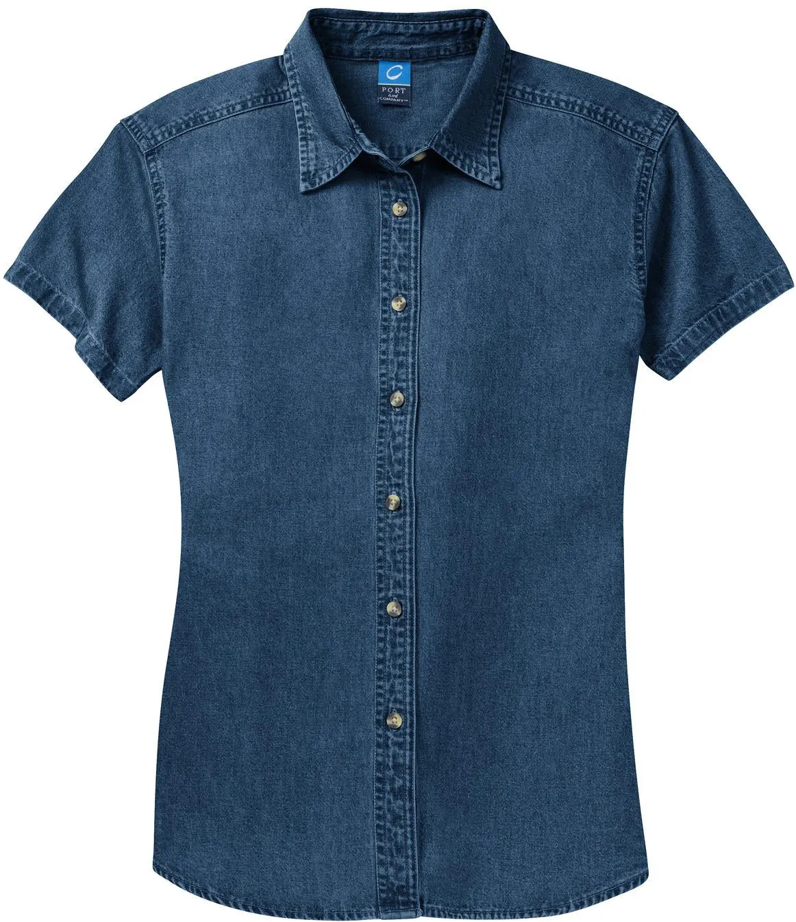 OUTLET-Port & Company Ladies Short Sleeve Value Denim Shirt