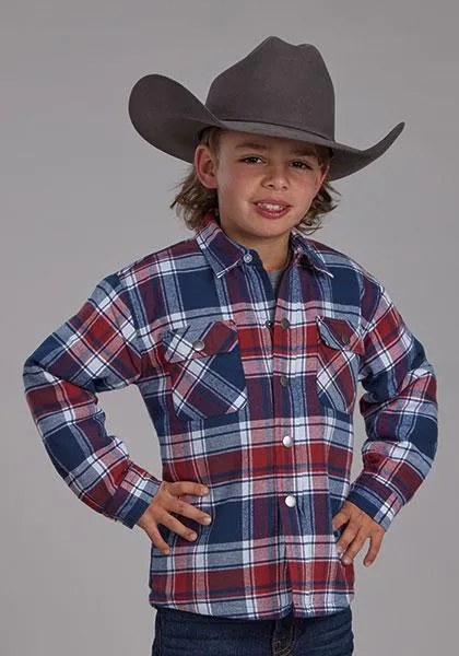Roper Boy's Sherpa Lined Plaid Jacket
