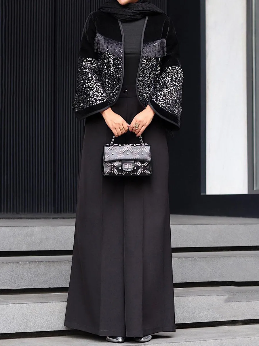 Sequin Tassels Patchwork Coat