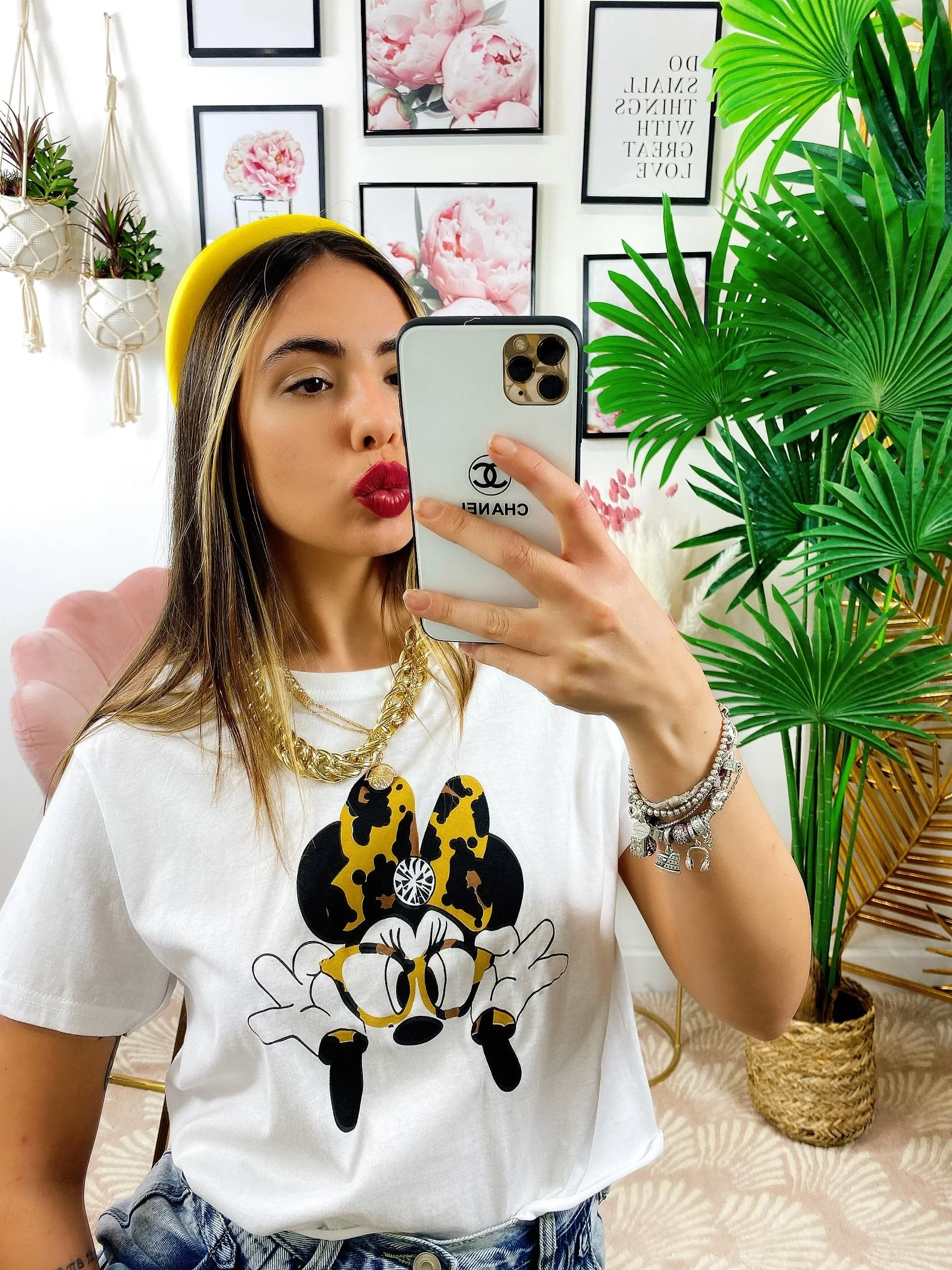 T-shirt con stampa fiocco maculata